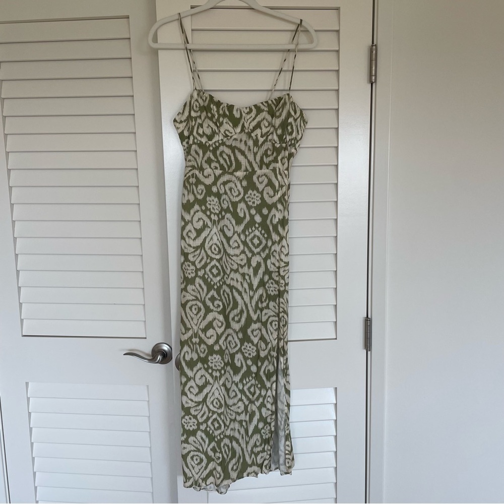 Green Ikat Zara midi dress
